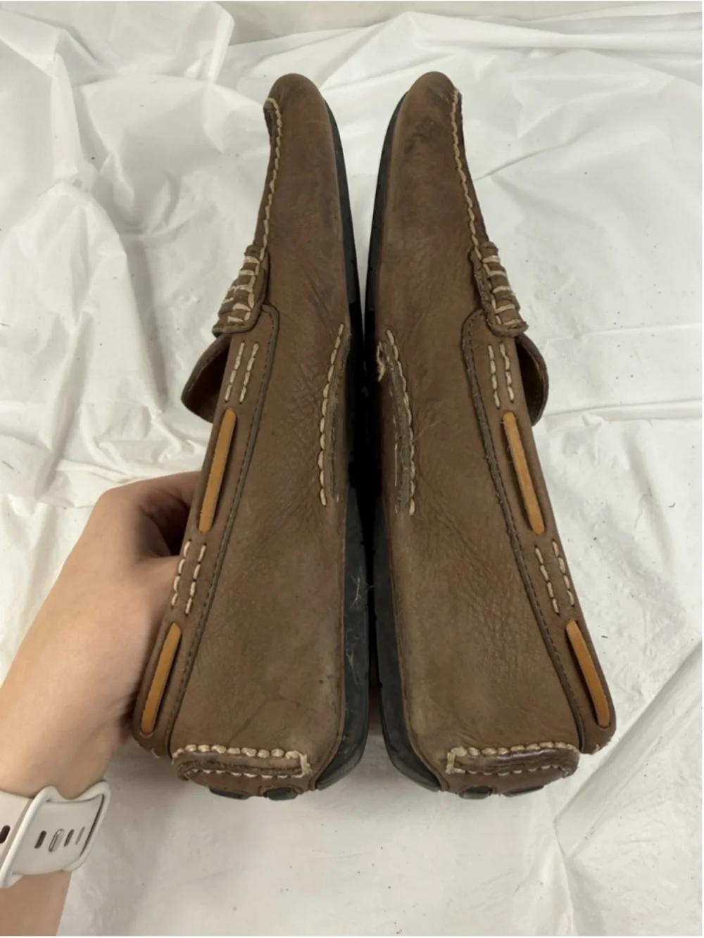 Frye Mens Size 10 West Ring Driver Leather Slip On Driving Moccasin Shoes